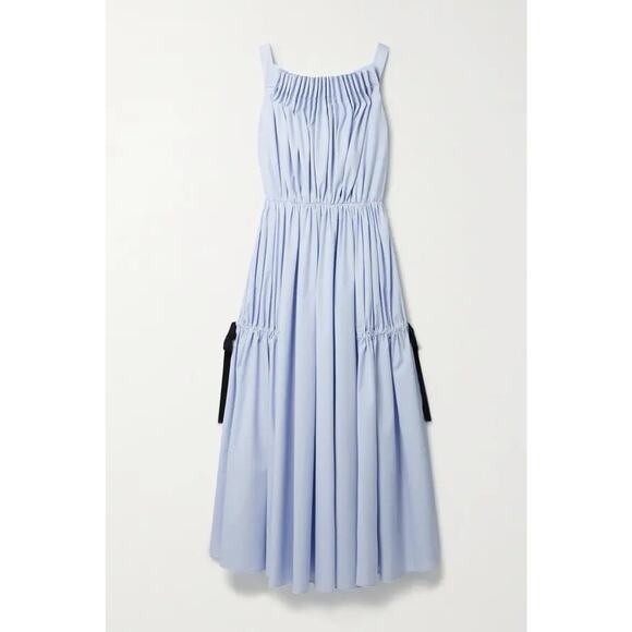 Jason Wu Blue Midi Dress Size 14 Sleeveless Gathered Waist A-Line - Picture 5 of 16